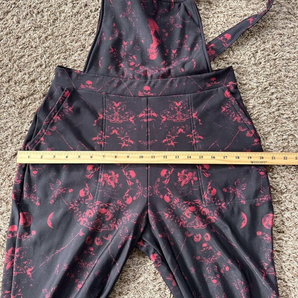 Black Milk Deaf Pretty Overalls Sz Large Skulls Whimsigoth Rockabilly Punk Red - Picture 7 of 8